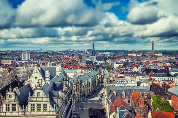 Flygfoto över Gent från klockstapeln. Ghent, Belgien — Stockfoto