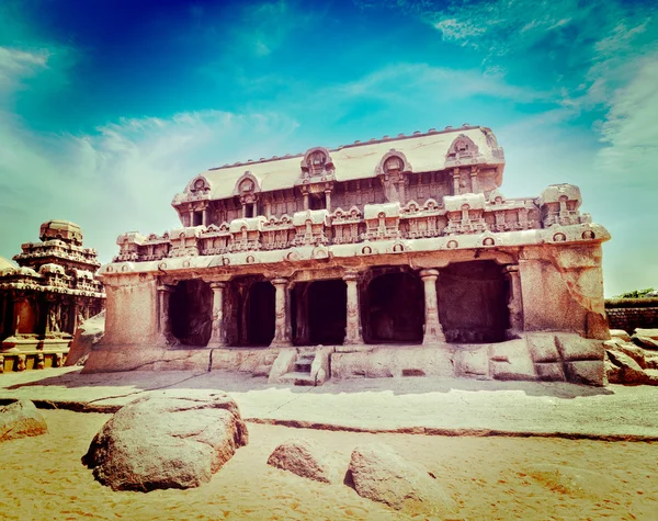 Cinco Rathas. Mahabalipuram, Tamil Nadu, Sul da Índia — Fotografia de Stock