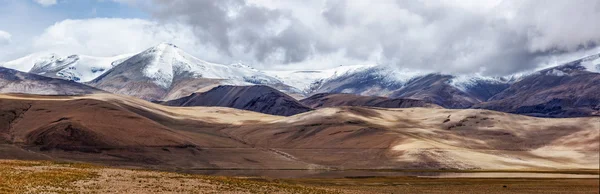 Panorama of Himalayan lake Tso Kar in Himalayas, Ladakh, India