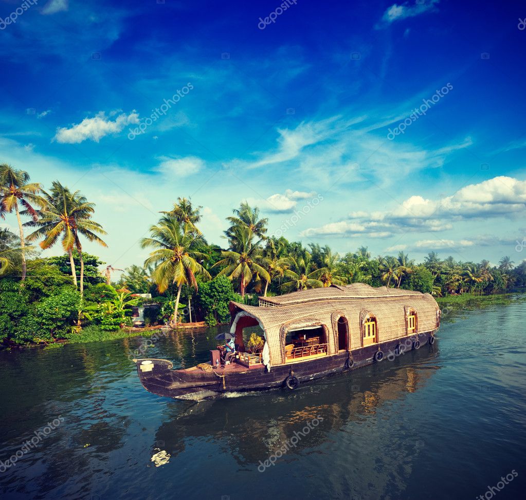 Houseboat on Kerala backwaters, India Stock Photo by ©DmitryRukhlenko  44919695