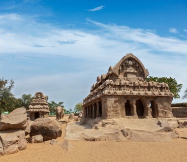 Beş rathas. Mahabalipuram, tamil nadu, Güney Hindistan