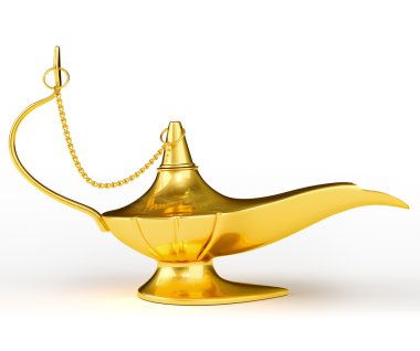 Altın Aladdin sihirli lamba izole