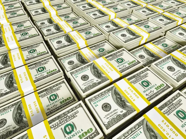 Background of rows of dollar bundles — Stock Photo, Image