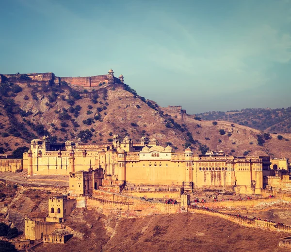 Amer (žlutá) pevnost, rajasthan, Indie — Stock fotografie