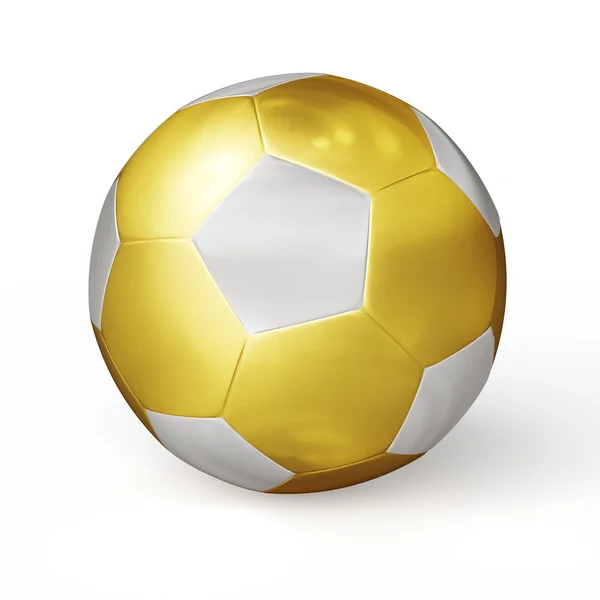 Золотий футбольний м'яч ізольований — стокове фото