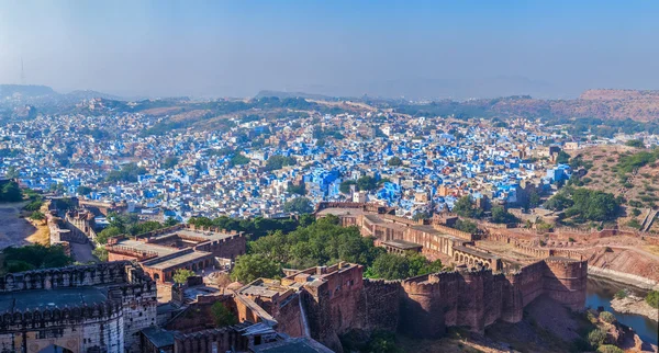 Antenn panorama över jodhpur - blå staden. Rajasthan, Indien — Stockfoto