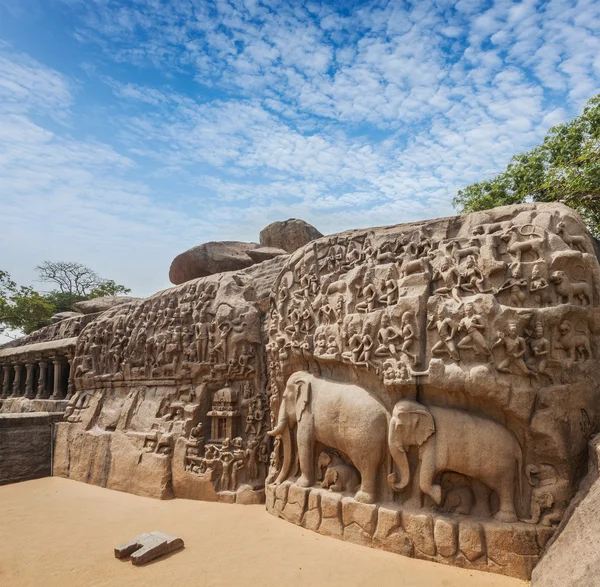 Abstammung der Ganges und Buße der Arjuna, Mahabalipuram — Stockfoto