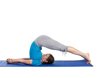 Yoga, meditasyon - yoga asana excerise yaparken genç güzel kadın