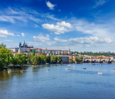 vltava Nehri ve gradchany, Prag charles Köprüsü'nün görünümü