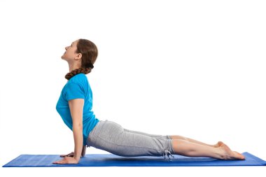 Yoga, meditasyon - yoga asana excerise yaparken genç güzel kadın