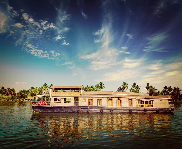Πλωτό σπίτι σε backwaters Κεράλα, Ινδία — Φωτογραφία Αρχείου