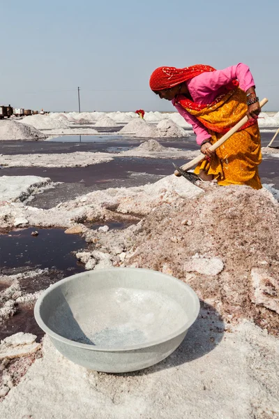 Women mining salt at lake Sambhar, Rajasthan, India — Stock Photo, Image