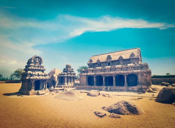 Vijf rathas. Mahabalipuram, tamil nadu, Zuid-india — Stockfoto