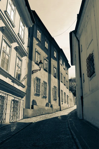 Prague street with medieval houses — Stock Photo, Image