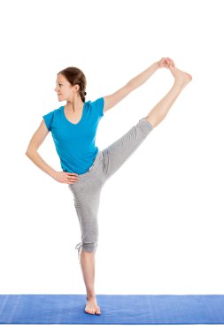 Yoga, meditasyon - yoga asana excerise yaparken genç güzel kadın