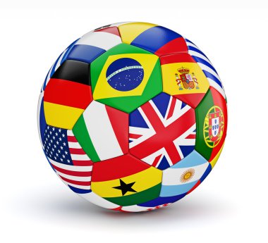 Futbol topu ile ülke bayrakları