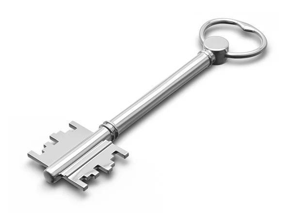 Metalen sleutel op wit — Stockfoto