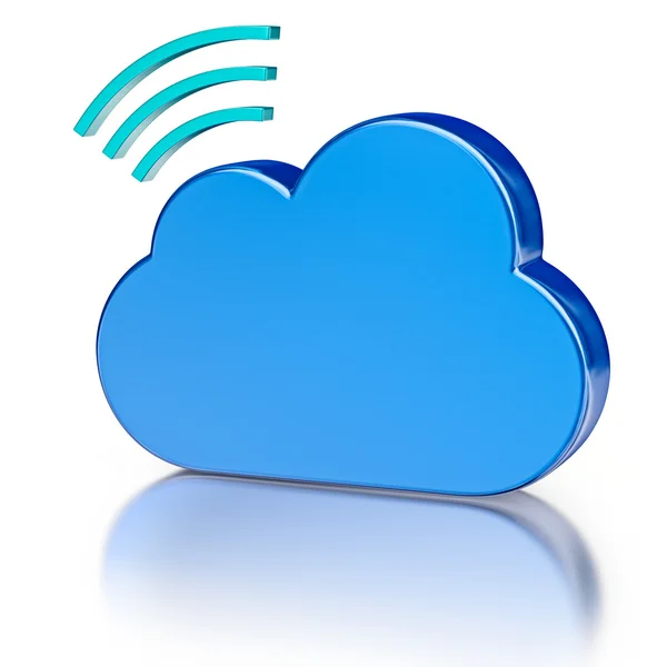 Metal icon database icon and blue glossy cloud — Stock Photo, Image