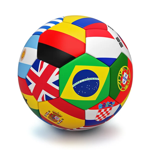 Balón de fútbol con banderas de países — Foto de Stock