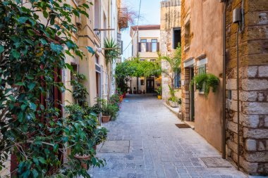 Chania Venedik 'in manzaralı caddeleri. Hanya, Creete, Yunanistan