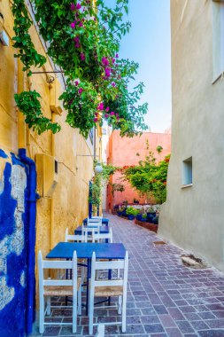Chania Venedik 'in manzaralı caddeleri. Hanya, Creete, Yunanistan