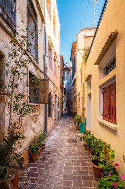 Chania Venedik 'in manzaralı caddeleri. Hanya, Creete, Yunanistan