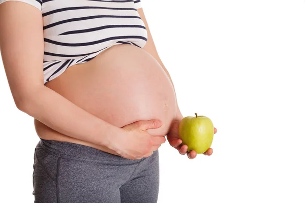 Gesunde Ernährung Und Ernährung Während Der Schwangerschaft Schwangere Steht Und — Stockfoto