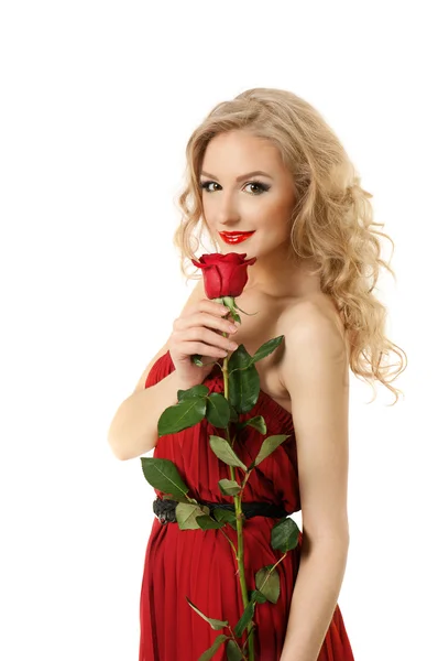 Valentin Mädchen mit Rose — Stockfoto