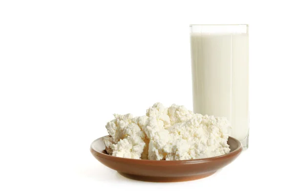 Cottage cheese and milk — Stock Photo, Image