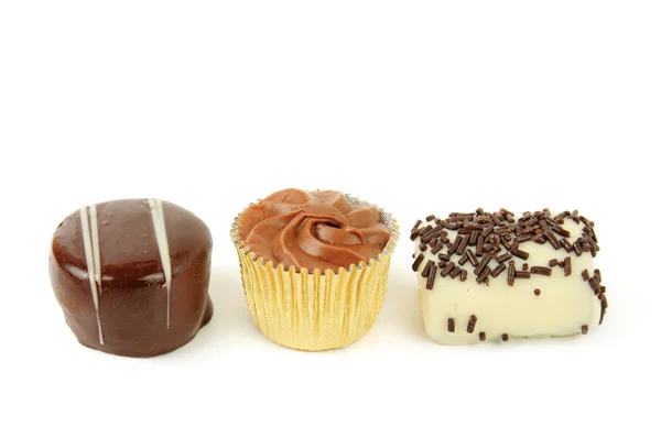 Három csokoládé édességek — Stock Fotó