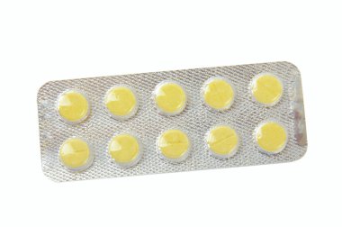 Sarı tabletler ile paket
