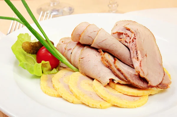 Ham with cheese roll — Stock Photo, Image