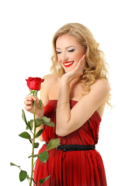 Valentine flicka med ros — Stockfoto