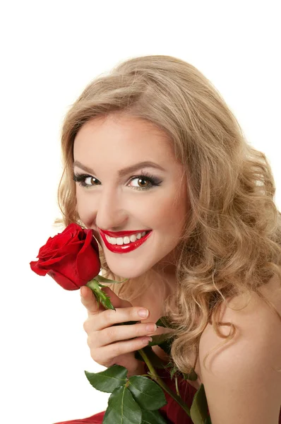 Retrato de uma menina com rosa — Fotografia de Stock