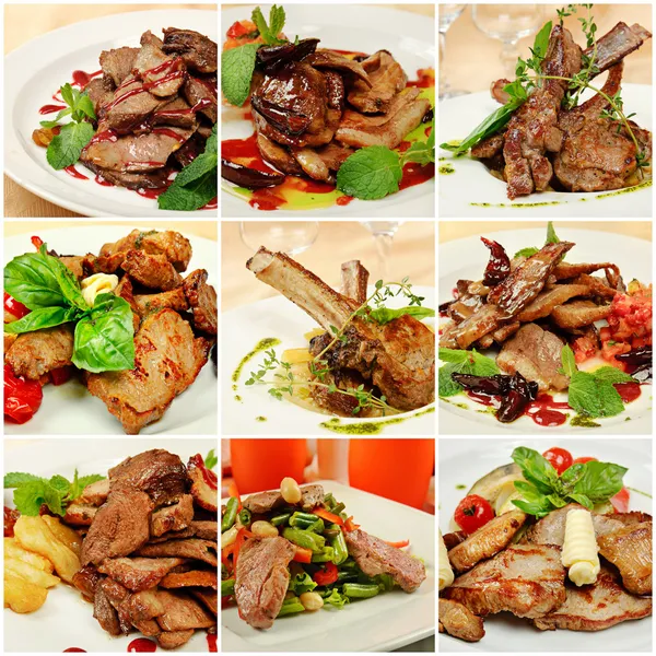 Collage con comidas de carne —  Fotos de Stock