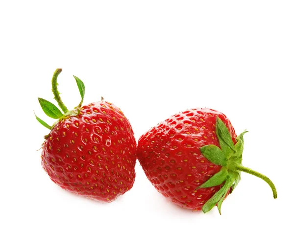 Deux fraises isolées sur un blanc — Photo
