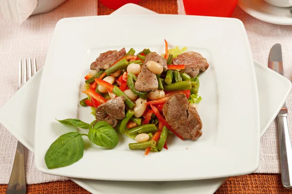 Salat mit Fleisch und Gemüse — Stockfoto