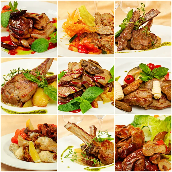 Collage mit Fleischgerichten — Stockfoto