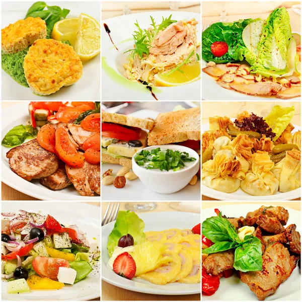 Collage mit Mahlzeiten — Stockfoto