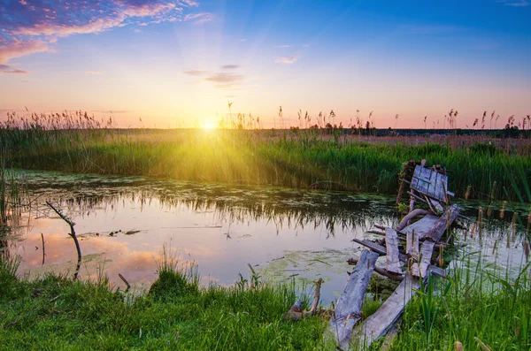 Landsbygden sommaren sunrise — Stockfoto
