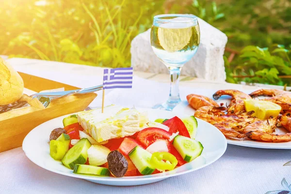 Görög ételek háttér — Stock Fotó
