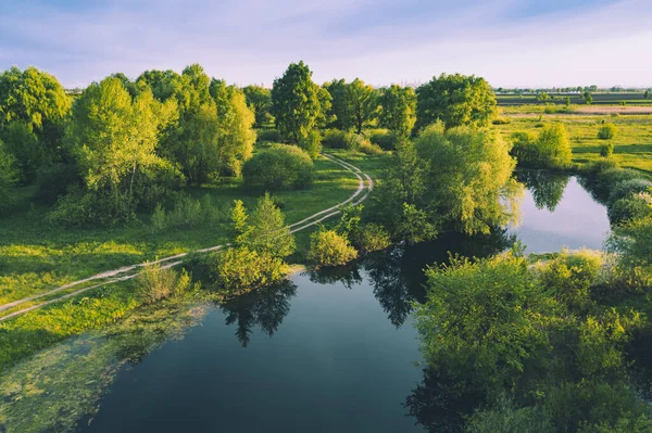 Весняний пейзаж з річкою — стокове фото