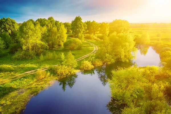 Spring landscape with river — Stock Photo, Image