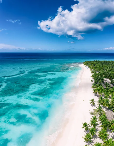 Пляж Острове Саона Доминиканской Республике Вид Воздуха Тропический Идиллический Летний — стоковое фото
