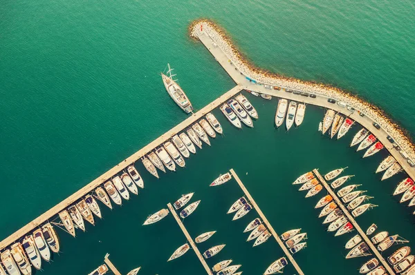 Aerial View Amazing Boats Croatia Minimalistic Landscape Background Boats Sea — Stock Photo, Image