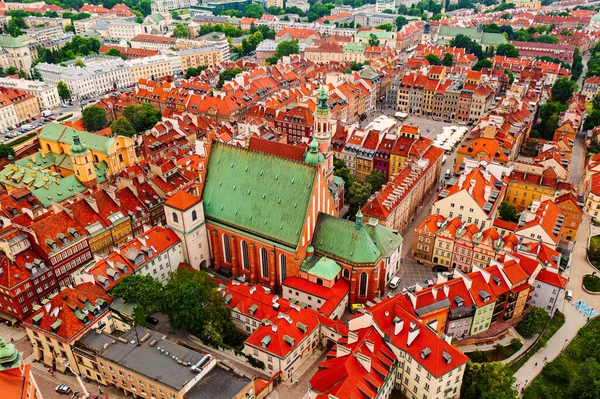 Gamla Stan Warszawa Med Röda Tak Polen Uppifrån Resor Utomhus — Stockfoto