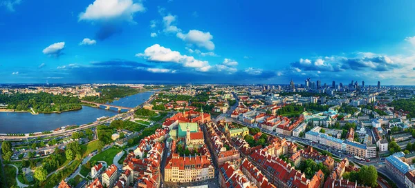 Gamla Stan Warszawa Med Röda Tak Polen Uppifrån Resor Utomhus — Stockfoto