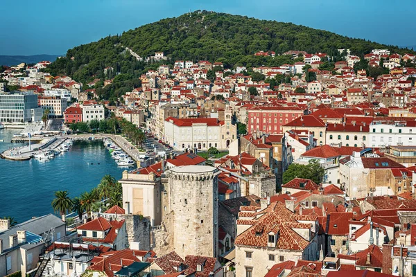 Vista Desde Arriba Ciudad Split Croacia Ciudad Antigua Concepto Destinos — Foto de Stock