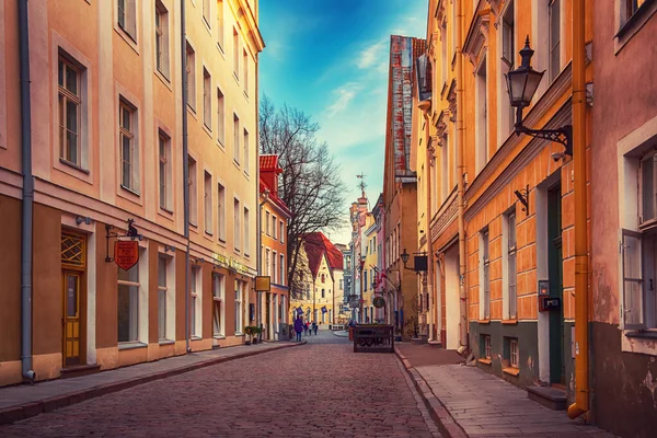 Jalan Kota Tua Tallinn Estonia Perjalanan Konsep Nordik — Stok Foto