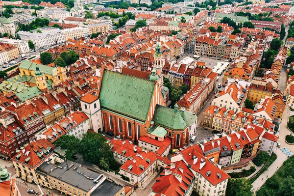 Ciudad Vieja Varsovia Con Techos Rojos Polonia Desde Arriba Viajar — Foto de Stock